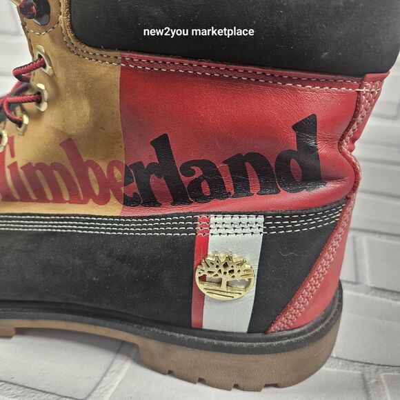 Timberland Men's 6" Premium waterproof Boots Red/Beige/Black Size 13M - Picture 6 of 16